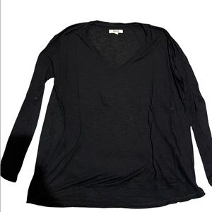 Madewell black loose fit v neck long sleeve top size S